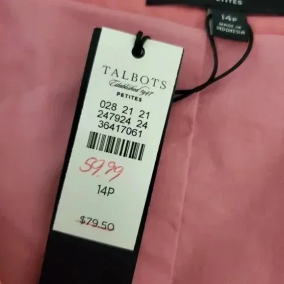 NWT Talbots Pink Voile Crystal Pleated Cotton Blend Women's Skirt Size 14P - Picture 5 of 10
